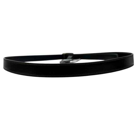 Gucci 20mm Leather Tie Belt Double GG Logo Black Silver Size 80/32 main image 12